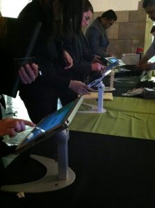 Fox School students sign in at Spring Connection to have their Recpass badges printed