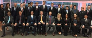 Dr. Jonathan Scott (seated, fourth from left), Managing Director of Owl Fund, and Jon Beaulieu (seated, fifth from left), senior Finance major, work closely with Fox Fund students to understand the fundamentals of investing.