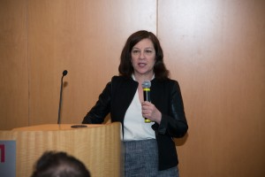 IEI executive director Ellen Weber addresses Philadelphia area high school students at the Youth Entrepreneurship Conference.