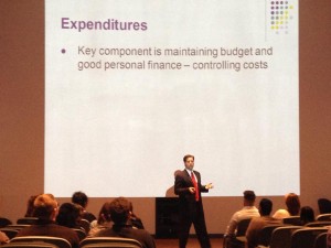 Assistant Professor of Risk, Insurance and Healthcare Management Michael McCloskey speaks to area high school students on the significance of financial literacy.