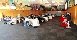 Photo of  Attendees listen to Google Chief Economist Hal Varian, one of many premier panelists at the Fox School’s Privacy in an Era of Big Data Workshop.