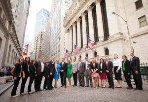 Photo of Fox School of Business and TD Ameritrade representatives on Wall Street.