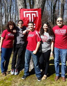 For Samuel Domsky, FOX ’83, at far right, Temple is a family affair. Domsky, who earned his BBA in Accounting, and his wife Andrea, at far left, have three children, including two Temple alums: Aaron; Alex, CST ’13, at center; and Sara, STHM ’15, second from right.