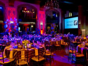 Uplighting at Mitten Hall’s Great Court sets the stage for the 2015 Musser Award reception.