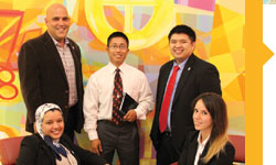 Five Fox graduate students in the Master’s of Science in IT Auditing and Cyber Security program advanced to the final round of the National Cyber Analyst Challenge. They are, from left to right: Ibtissam Bazzine, Jose Gomez, Nick Nguyen, Kerwing Hy, and Jeta Gjana.