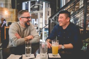 Franklin & Poe co-founders Chris Caquelin (left) and Andrew Li, Global MBA 16