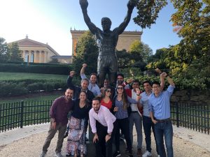 Students in front of Rock Statue 